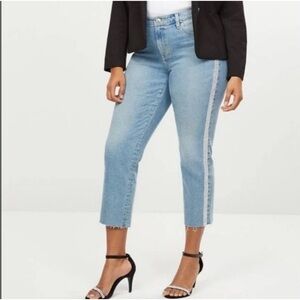 Women's Jeans Rhinestone High Rise Straight Flex Waist Band Plus Size 18